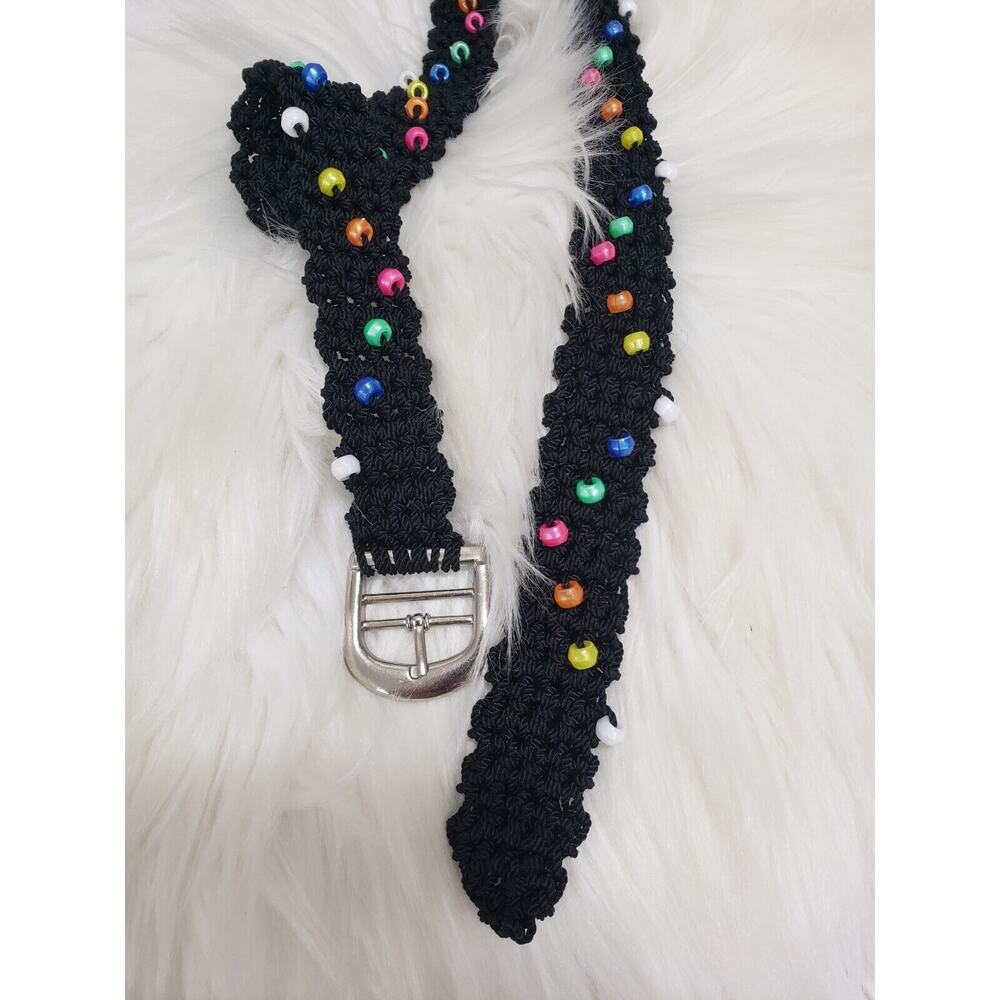 Vintage 80s Statement Belt Art Teacher Emo Black Rainbow Beaded Punk 90s y2k